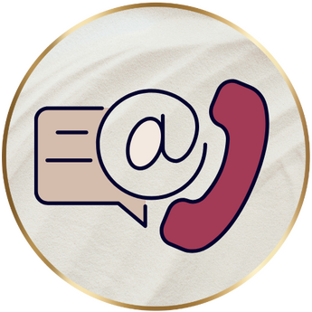 Get in touch with Callie - Glow Well Travel - symbols of a phone, chatbox and an email